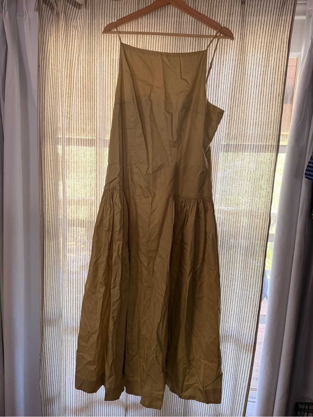 Women's Sleeveless A-Line Maxi Dress in Khaki Olive